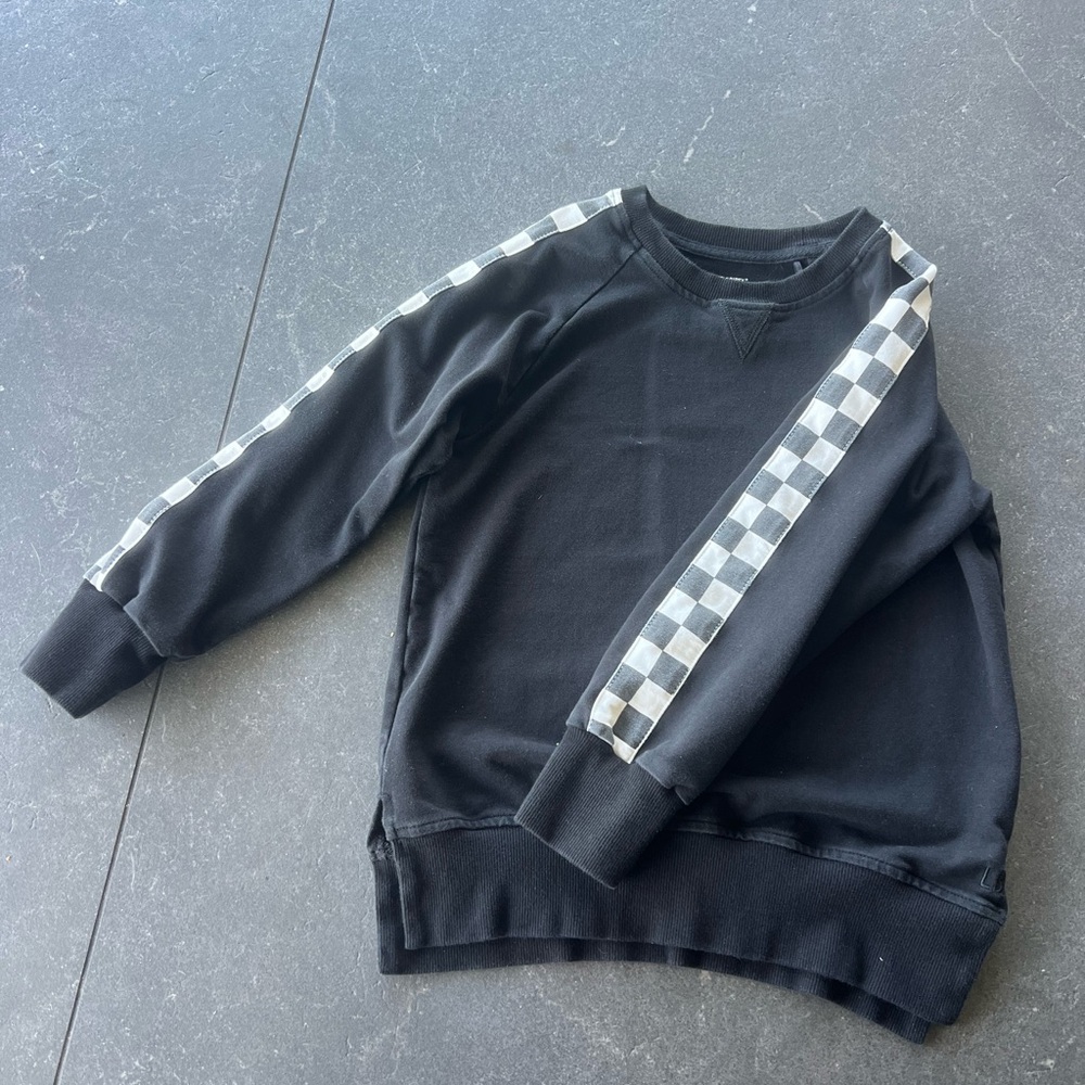 Little Bipsy Black Sweatshirt with Checkered Sleeves